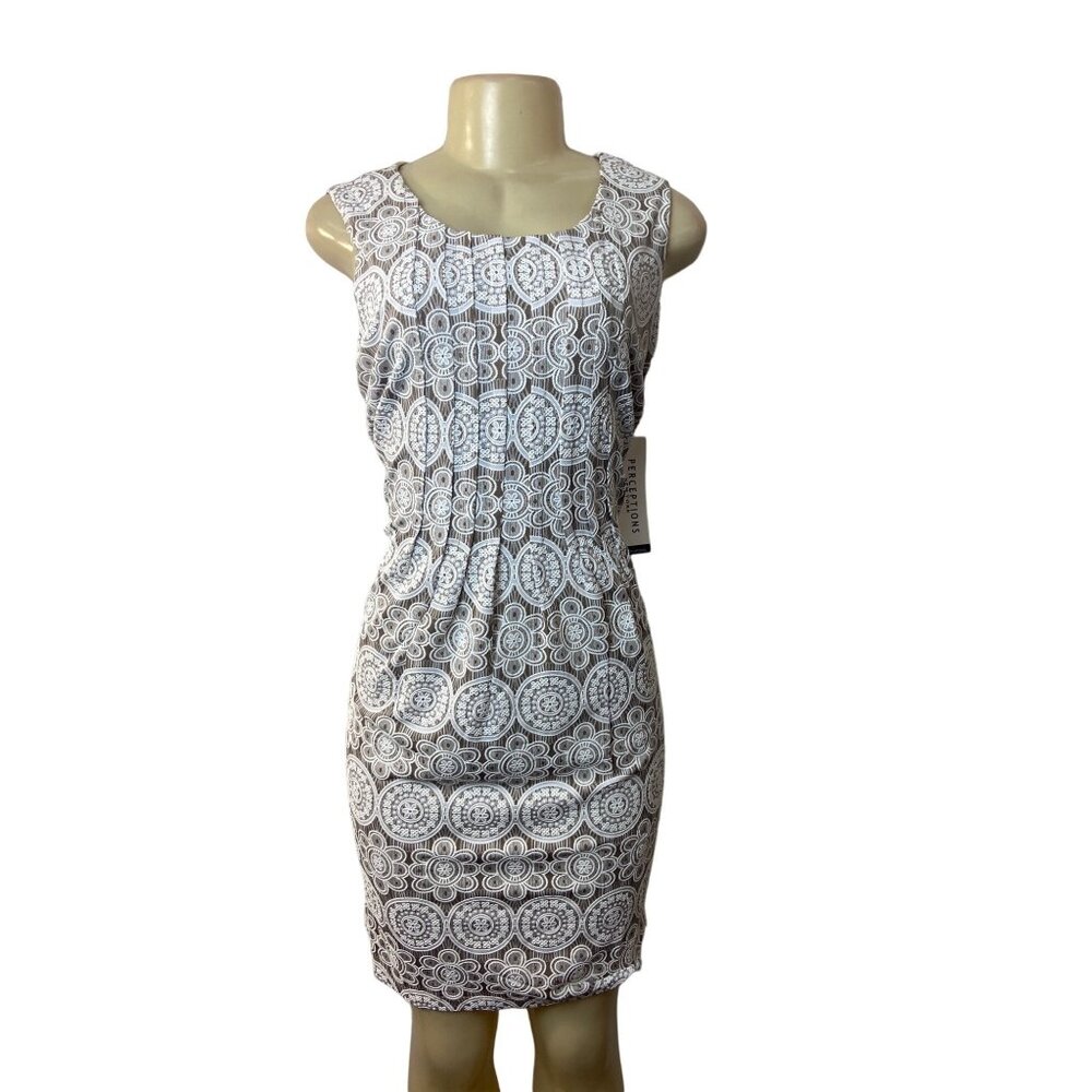 Perceptions Women's White Sheath Dress Sz L - NWT